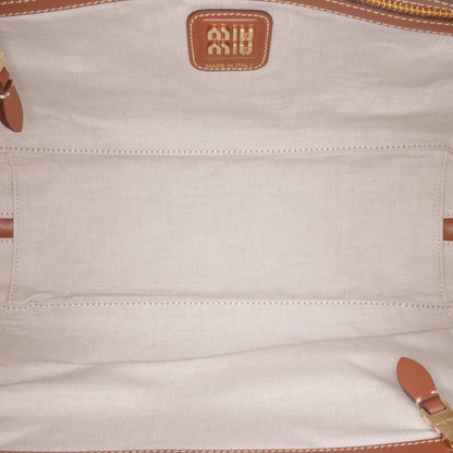 Miu Miu Beau Bag Tela e Pelle Beige/Brandy – 34,5 cm - Etoilux