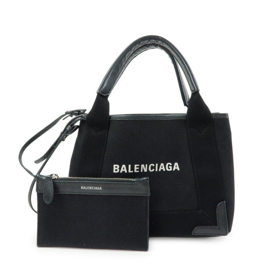 Balenciaga Navy Cabas – Tela e pelle
