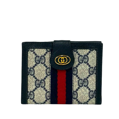 Gucci Ophidia Portafoglio Piccolo GG Supreme Canvas Blu / Web Stripe – Hardware Oro - Etoilux