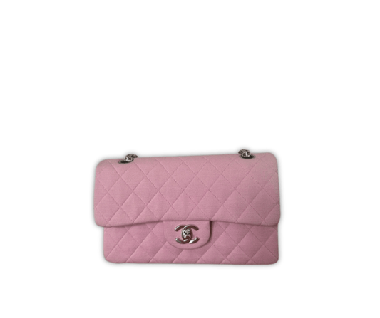 Chanel Classic Flap in Tweed Rosa con Hardware Argento - Etoilux