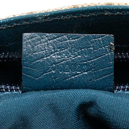 Gucci Mini Tote GG Canvas con Finiture in Pelle Blu Petrolio - Etoilux