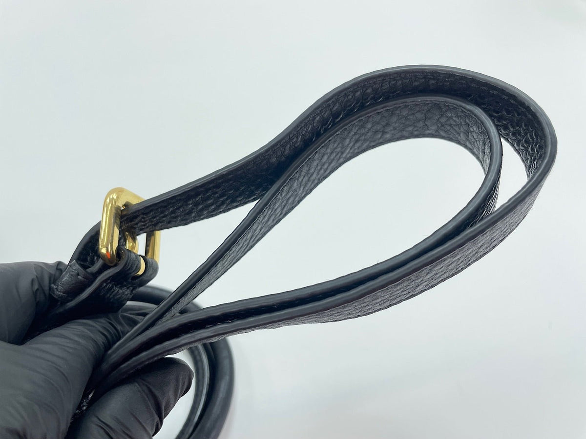 Prada Tote Convertibile Vitello Daino Nera Hardware Oro - Etoilux
