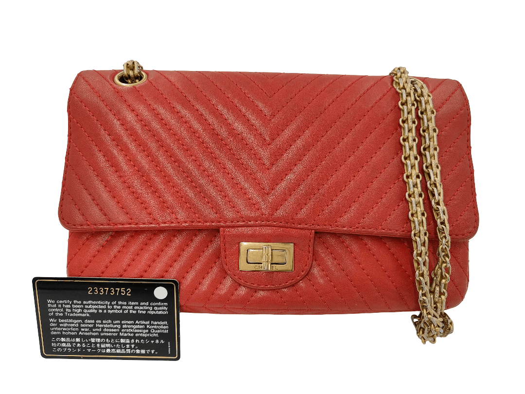 Chanel 2.55 Reissue lambskin chevron rouge aged gold 2017