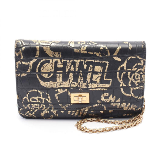 Chanel 2.55 Reissue WOC Graffiti Gold Croco-Embossed Nera A70328 – Etoilux Pre-owned Luxury