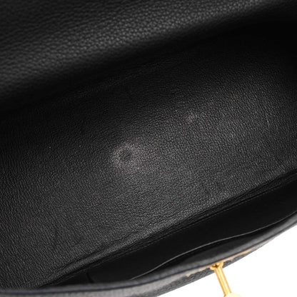 Hermès Kelly 42 Élan Shoulder Togo Noir Hardware Dorato — Formato Orizzontale Raro - Etoilux