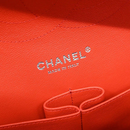 Chanel Classic Double Flap Jumbo Agnellino Rosso Hardware Silver 2016 – 30 cm - Etoilux