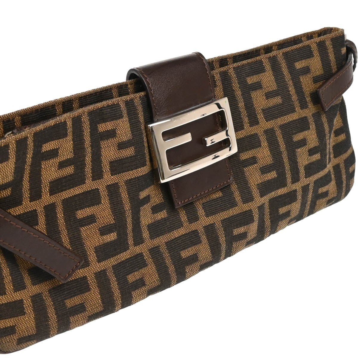 Fendi – Baguette Pochette in Tela FF Zucca Marrone - Etoilux