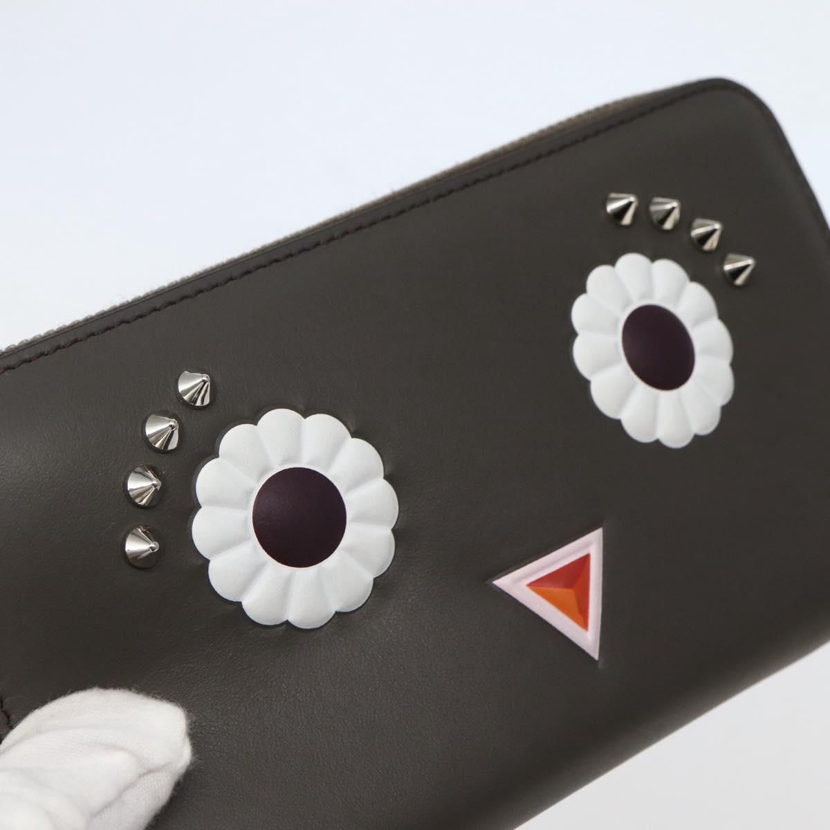 Fendi – Portafoglio Lungo Monster Eyes in Pelle Grigia – Condizioni Eccellenti (Rank SA) - Etoilux