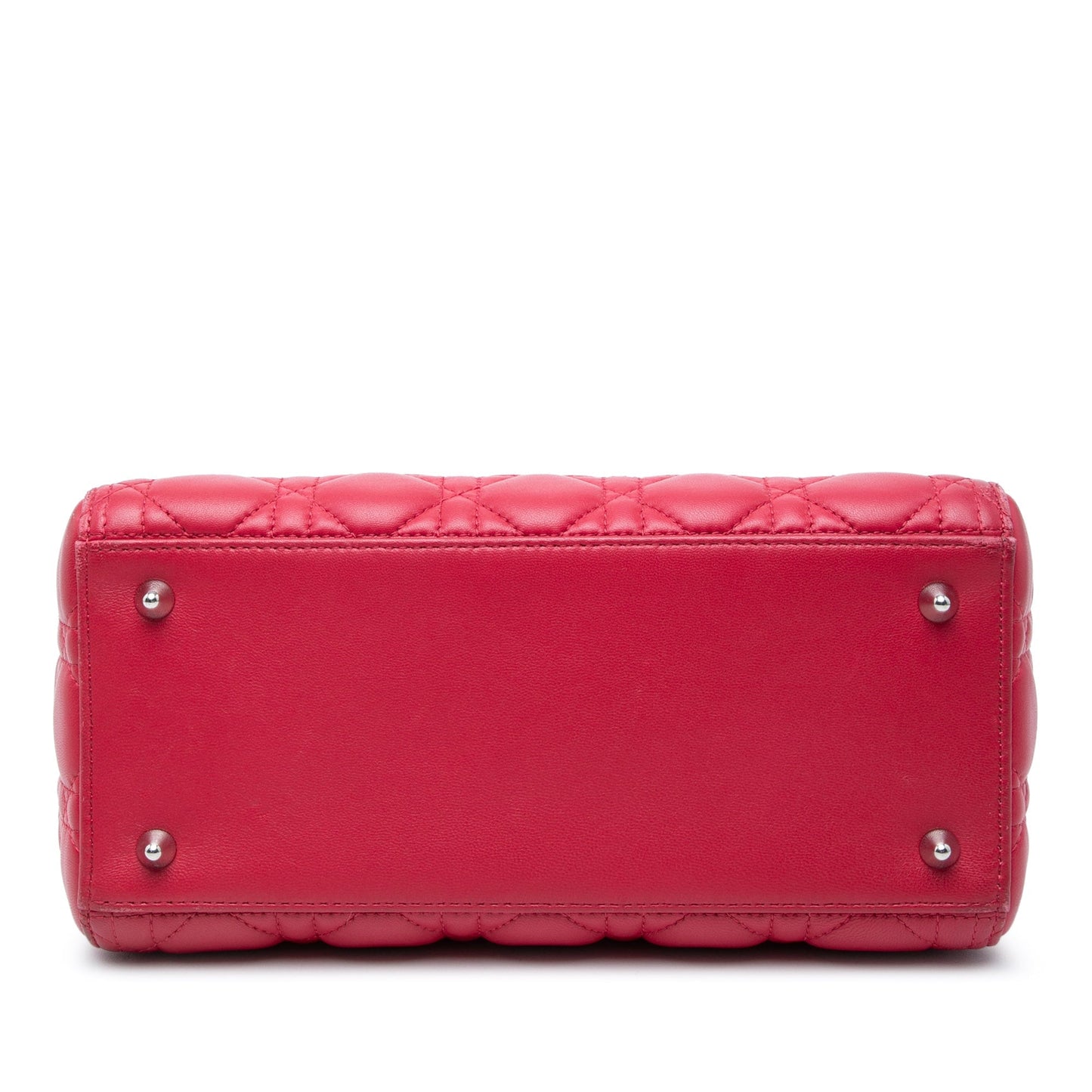Christian Dior Lady Dior Medium Pelle di Agnello Rossa Hardware Argento — 23,5 cm - Etoilux