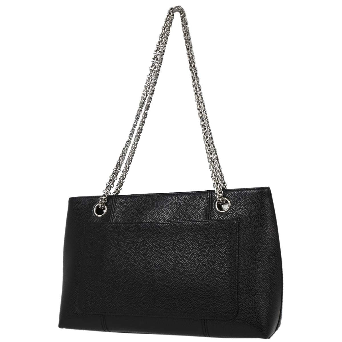 Chanel Mademoiselle Chain Shopping Bag Caviar Nero Hardware Argento – 28 cm - Etoilux