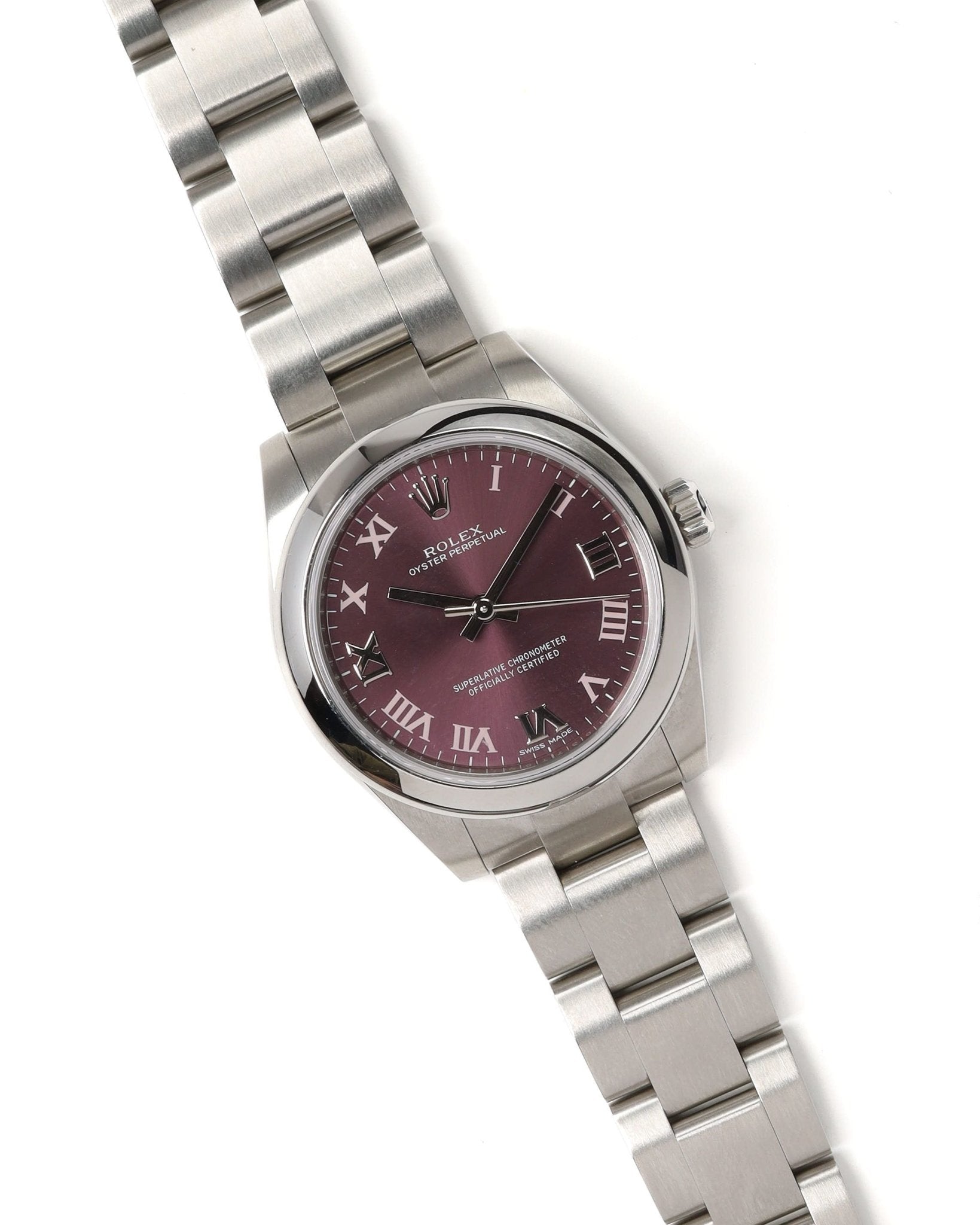 Rolex Oyster Perpetual 31mm quadrante Red Grape numeri romani ref 177200 — Etoilux