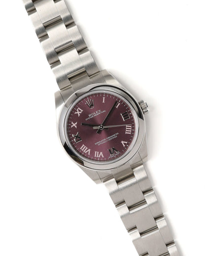 Rolex Oyster Perpetual 31mm quadrante Red Grape numeri romani ref 177200 — Etoilux