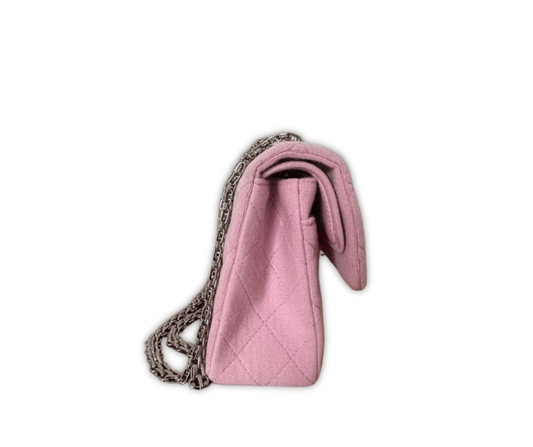 Chanel Classic Flap in Tweed Rosa con Hardware Argento - Etoilux