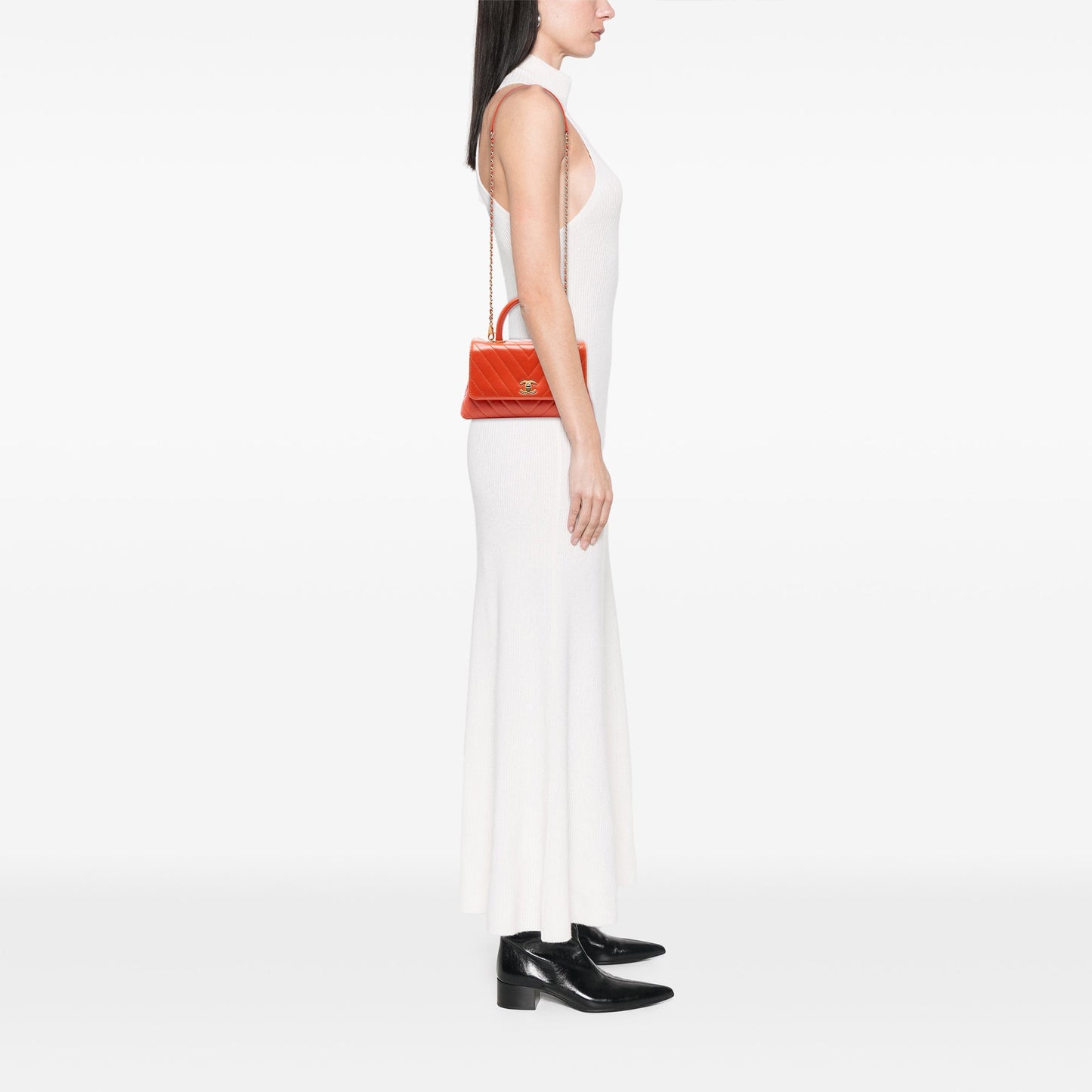 Chanel Mini Coco Handle Chevron – Pelle di Agnello Arancia (2017–2018) - Etoilux