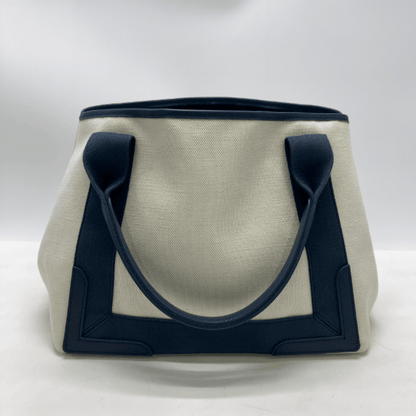 Balenciaga Navy Cabas Tela Naturale e Pelle Navy – Small - Etoilux