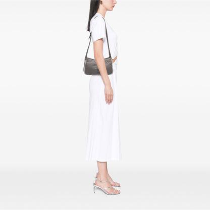 Saint Laurent Le 5 à 7 Hobo Nylon Grigio Tortora e Verde Menta 2022 – 25 cm - Etoilux