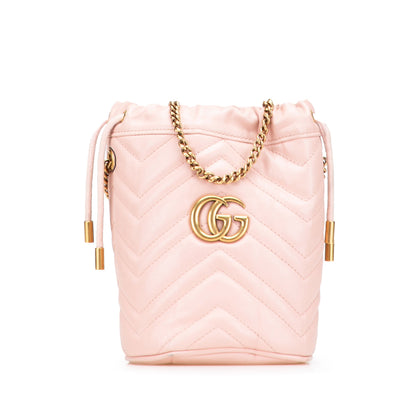 Gucci GG Marmont Mini Bucket Bag in pelle matelassé rosa cipria – 2016/2025 - Etoilux