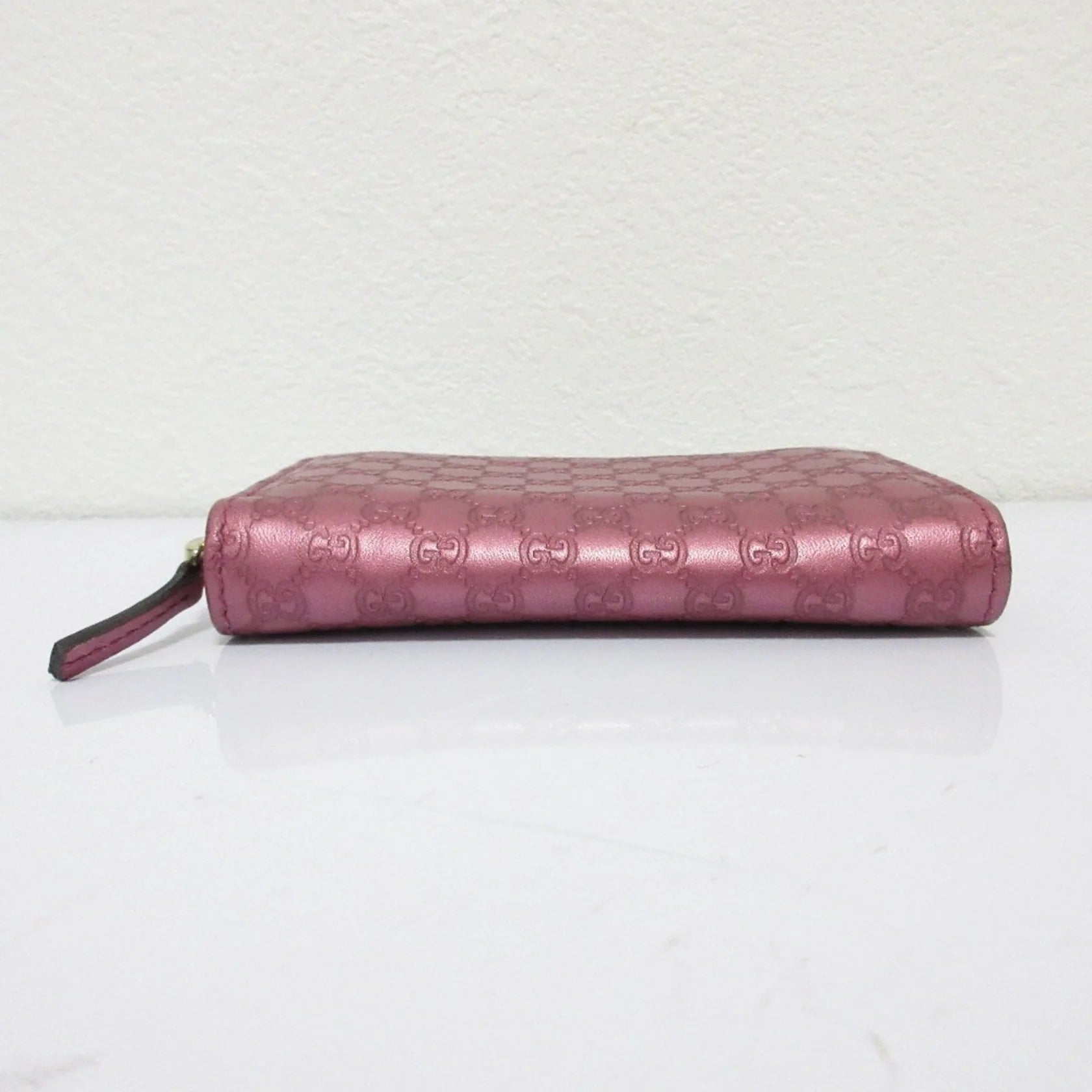 Gucci Portafoglio/portamonete in pelle Microsima con cerniera rotonda GUCCI, rosa metallizzato da donna - Etoilux