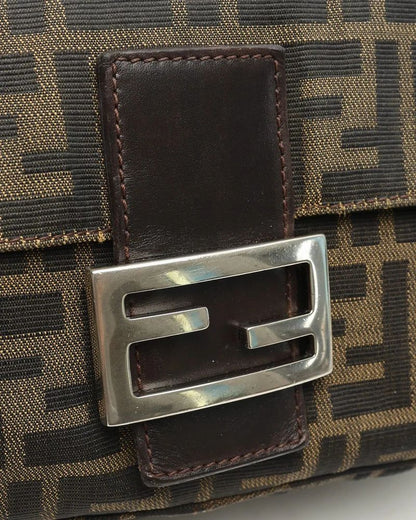 Fendi Mamma Baguette Tela Zucca Marrone Vintage – 28 cm - Etoilux