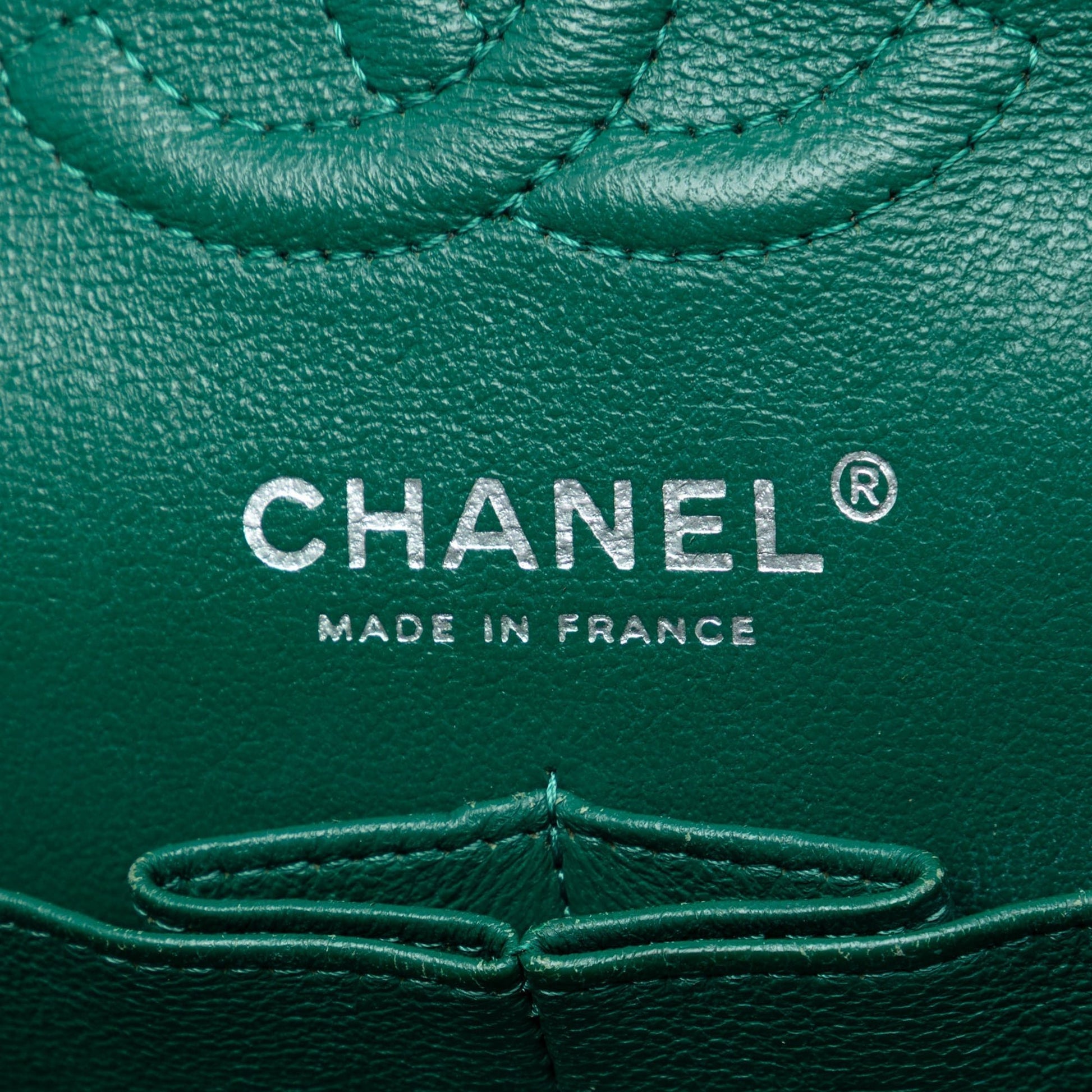 Chanel Classic Flap Small Agnello Verde Smeraldo Hardware Argento — 2018 - Etoilux