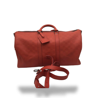 Louis Vuitton Keepall Bandoulière 55 Damier Infini Rosso Corallo, 2012 – 55 cm - Etoilux
