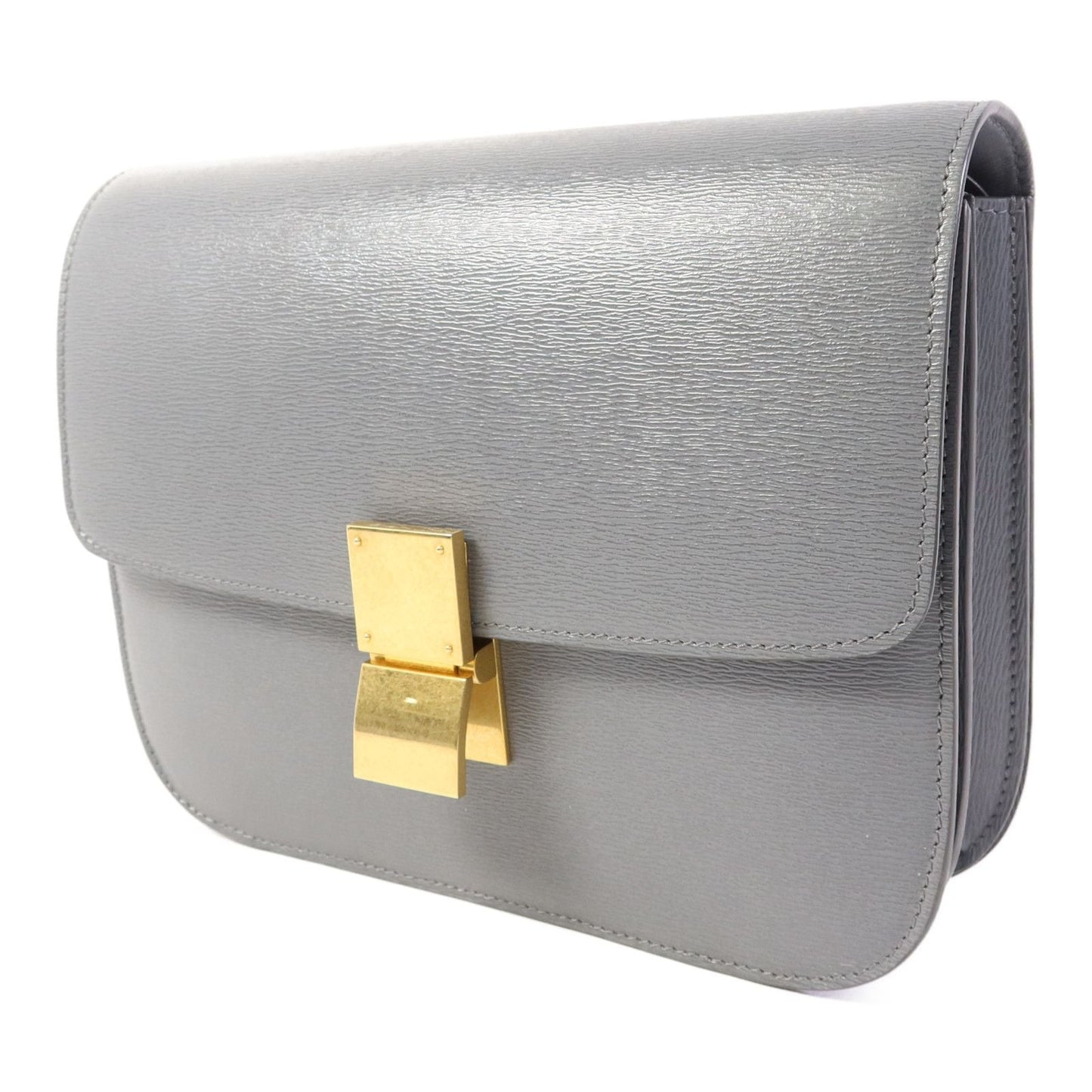 Céline Classic Box Medium Liséré Grigio Ardesia Hardware Dorato – 23 cm - Etoilux