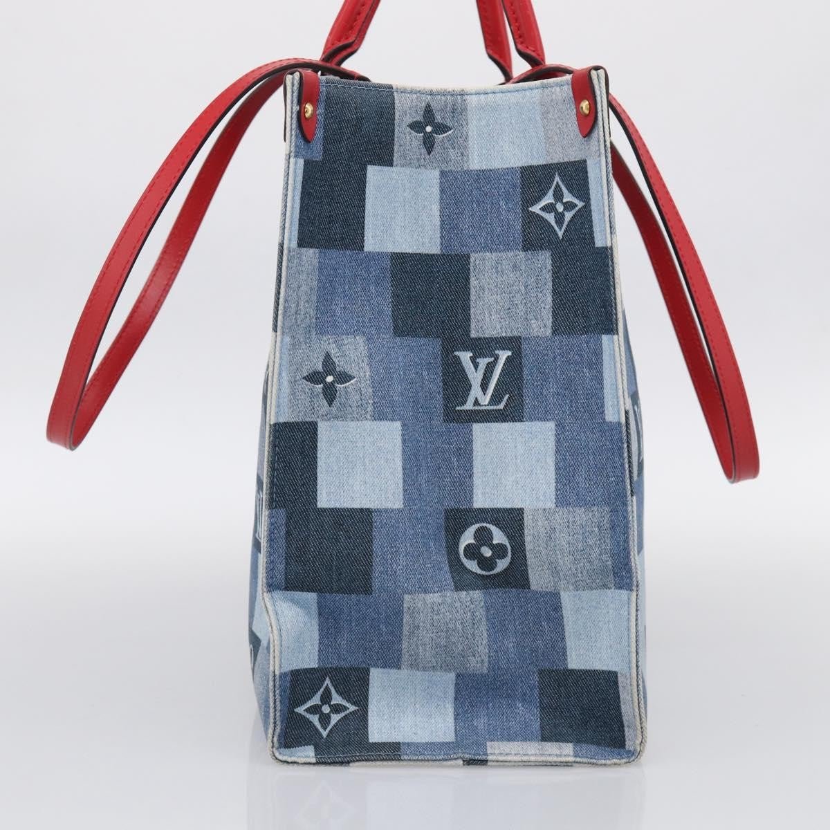 Louis Vuitton OnTheGo – Denim patchwork e manici rossi - Etoilux