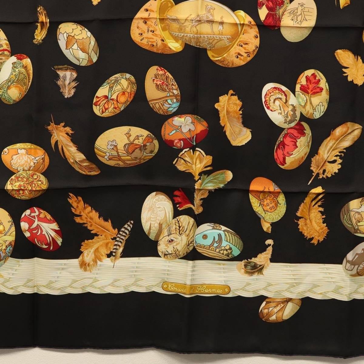 Hermès Carré 90 "Couvée d'Hermès" Seta Nera – Latham - Etoilux