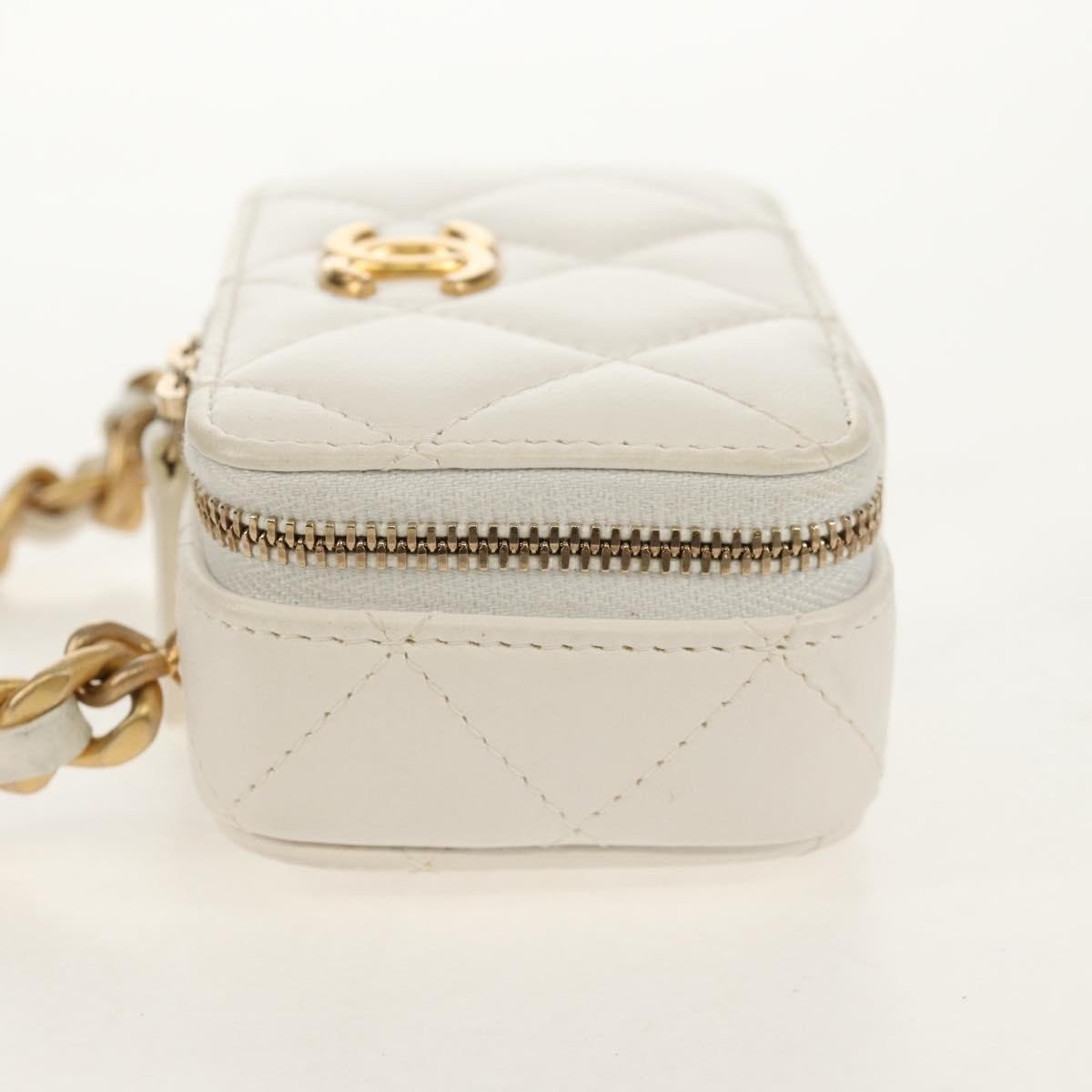Chanel CC Zip Mini Bag Pelle di Agnello Bianco Latte – 11 cm - Etoilux