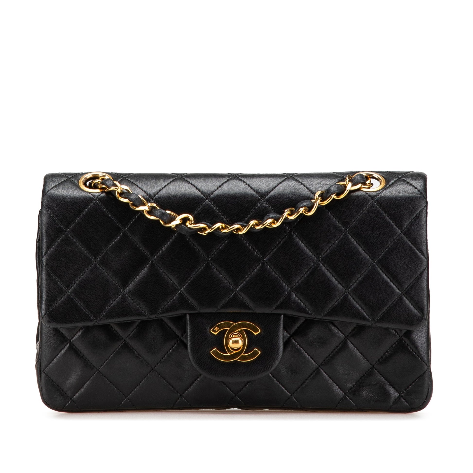 Chanel – Classic Flap Small Double Flap in Pelle di Agnello Nera - Etoilux