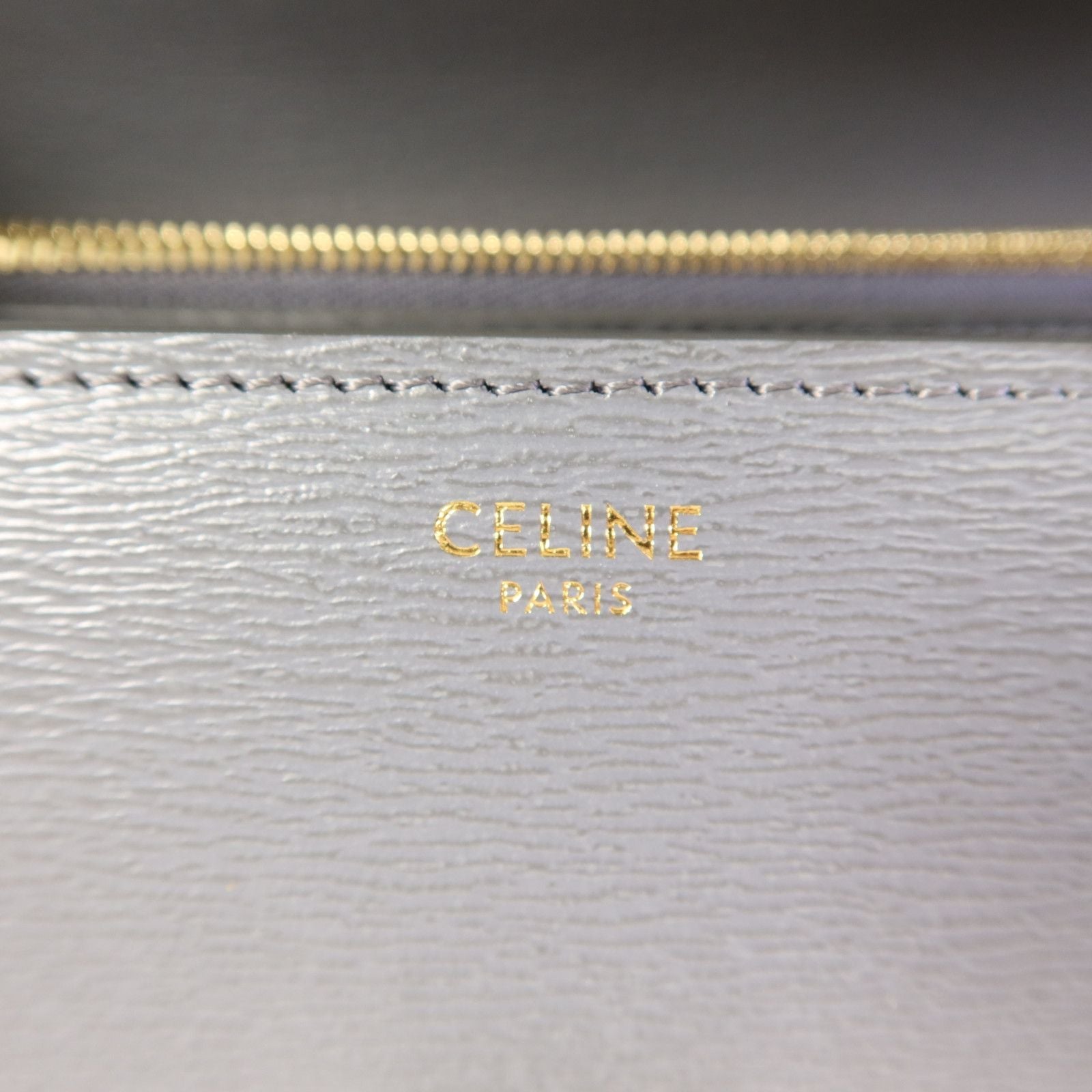 Céline Classic Box Medium Liséré Grigio Ardesia Hardware Dorato – 23 cm - Etoilux