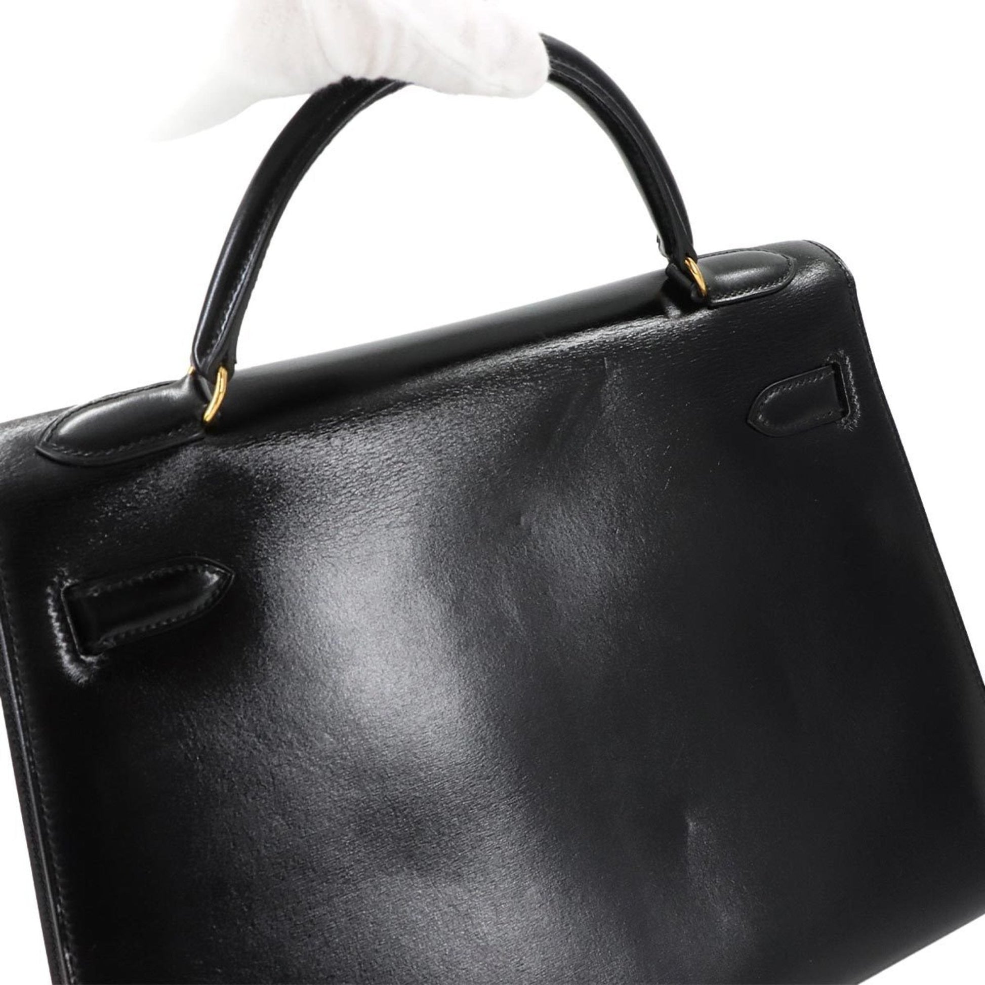 Hermès Kelly 32 in Pelle Nera – Oro - Etoilux
