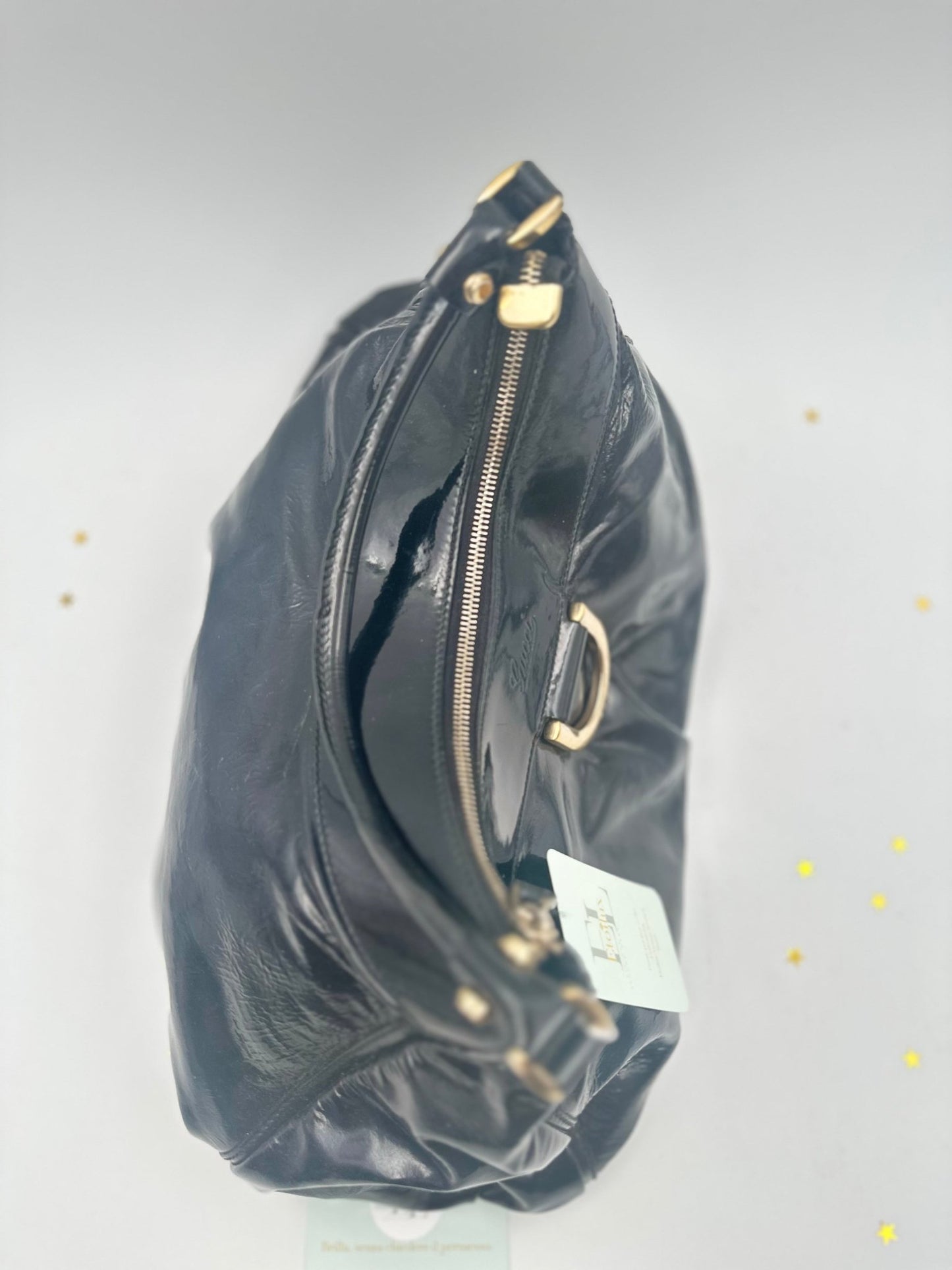 Gucci Indy Hobo Vernice Nera – Iconico Glamour Retrò - Etoilux