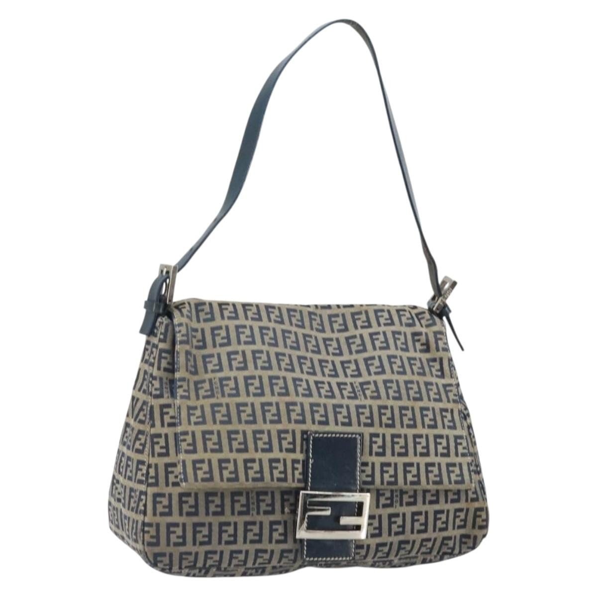 Fendi Mamma Baguette Zucchino Canvas Navy – 28 cm - Etoilux