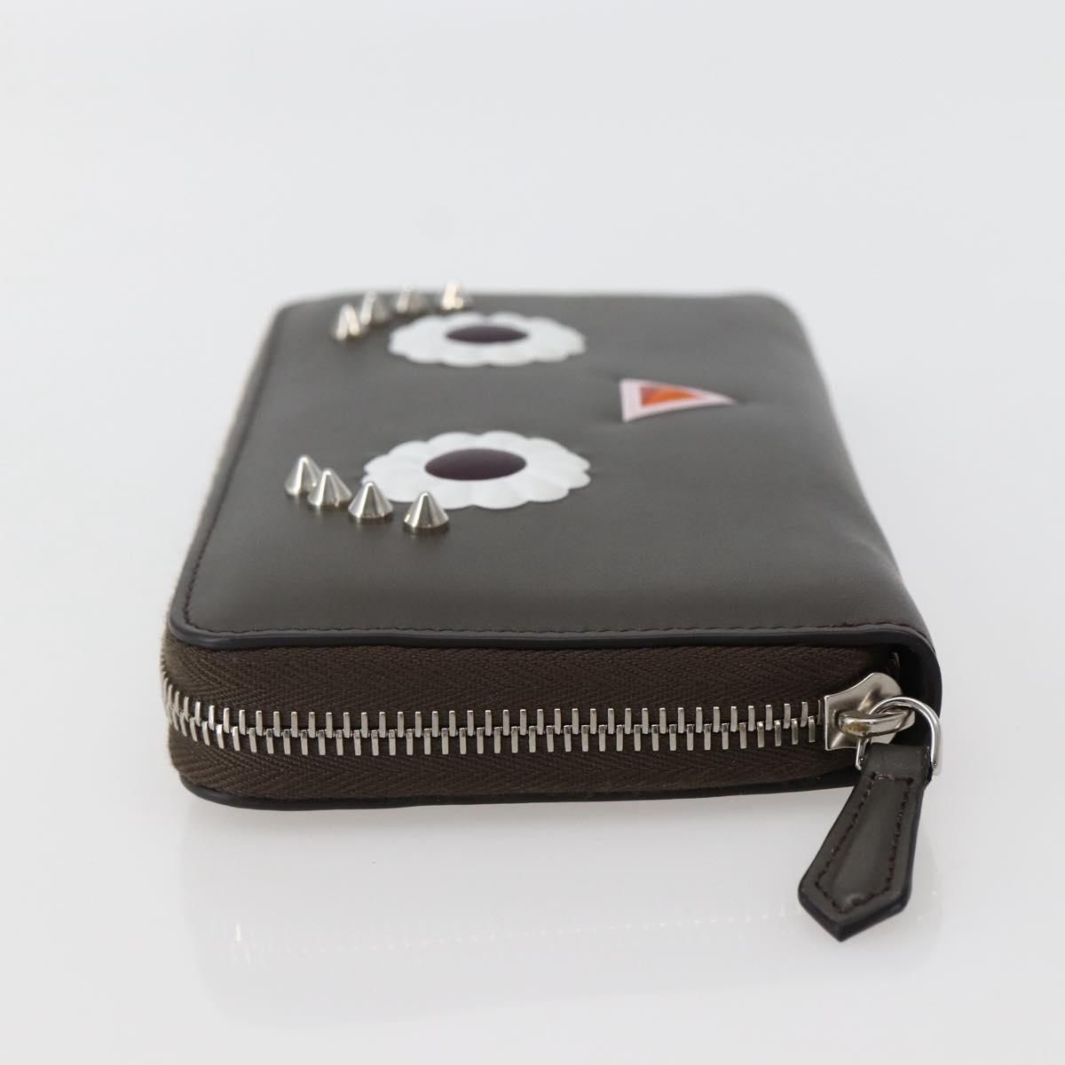 Fendi – Portafoglio Lungo Monster Eyes in Pelle Grigia – Condizioni Eccellenti (Rank SA) - Etoilux