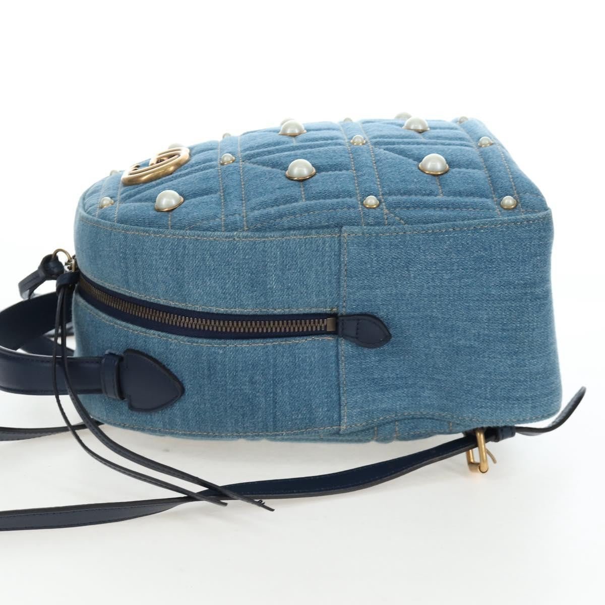 Gucci Zaino GG Marmont Pearly Small Denim Matelassé Blu – 24 cm - Etoilux