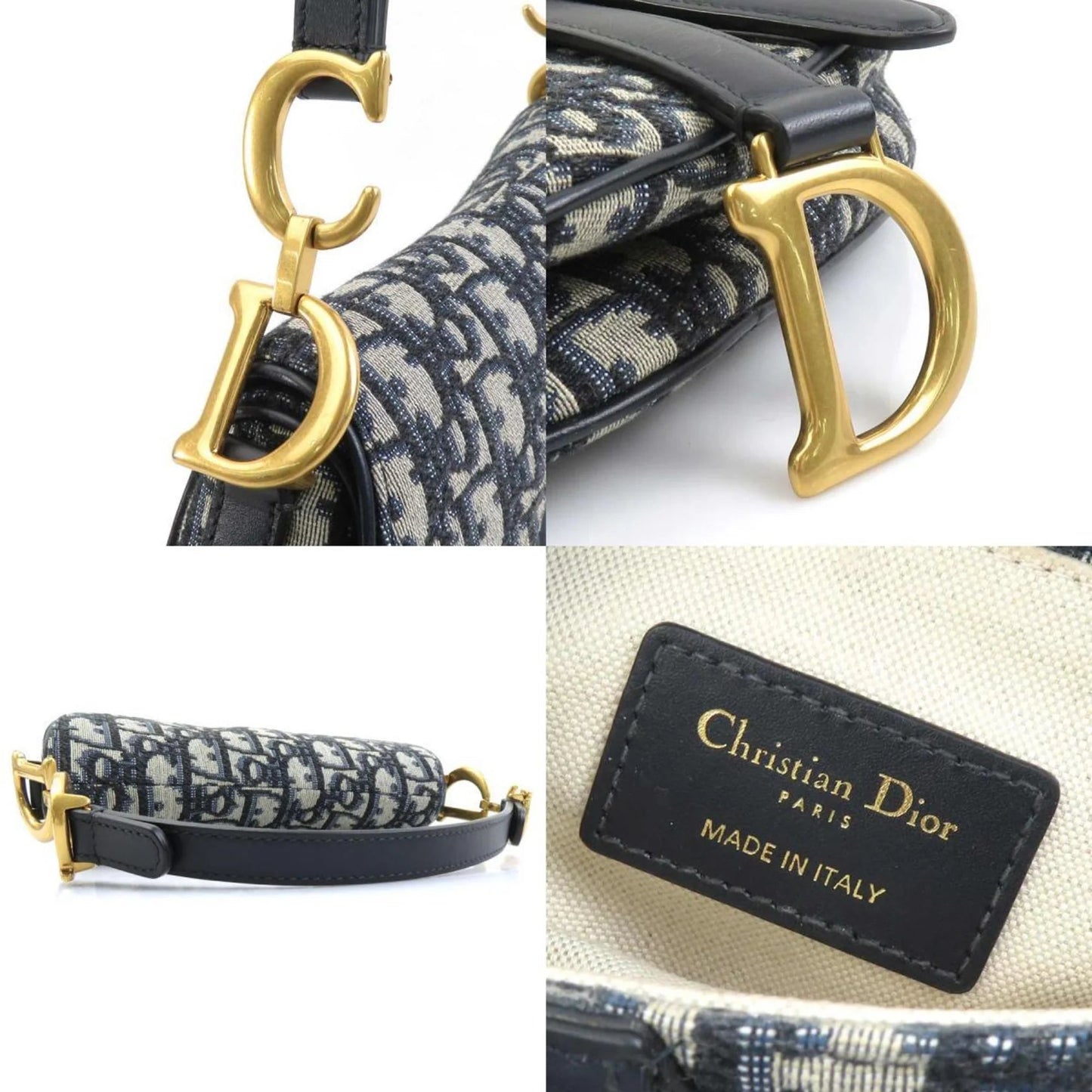 Christian Dior Saddle Bag in Tela Blu Navy – Mini Size - Etoilux