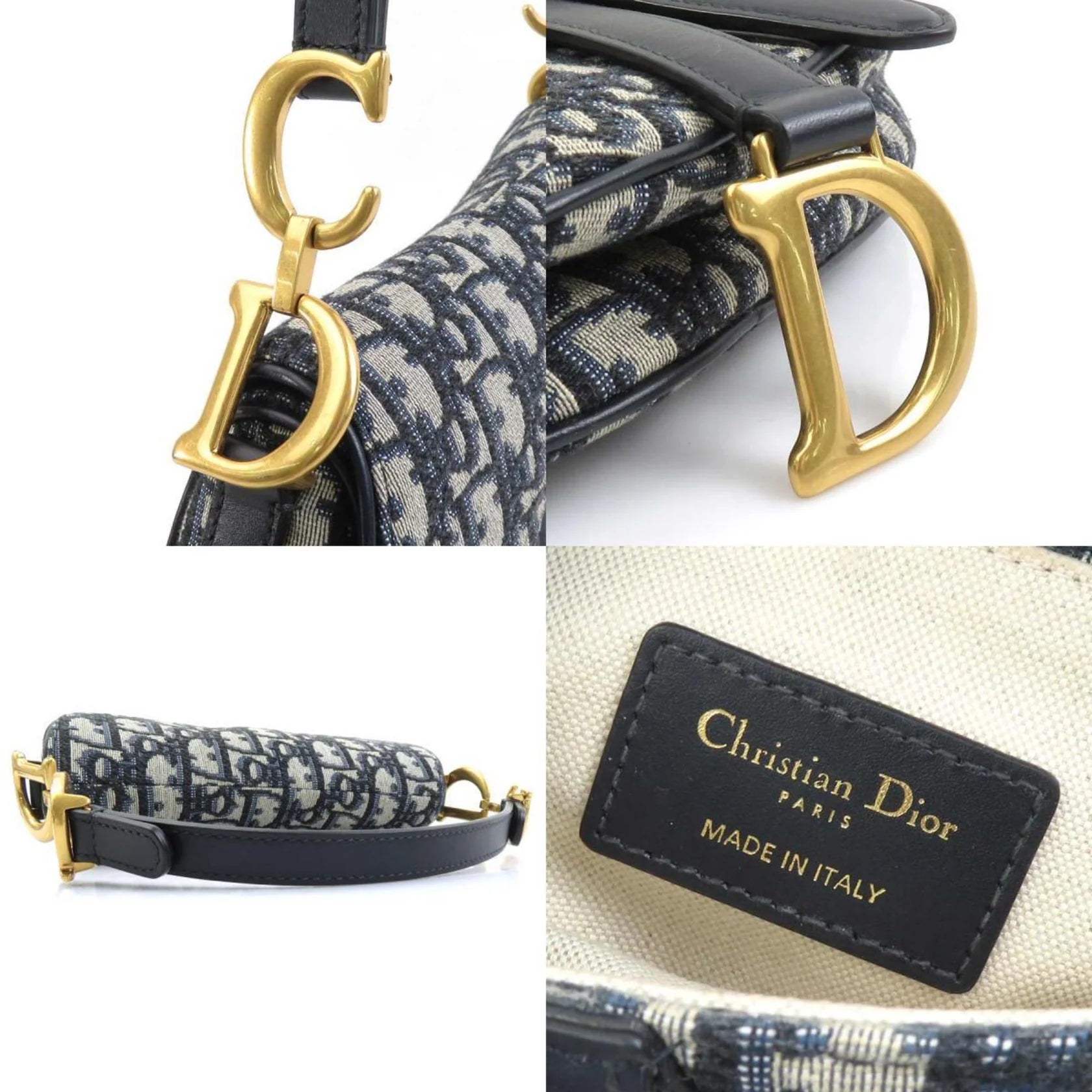 Christian Dior Saddle Bag in Tela Blu Navy – Mini Size - Etoilux