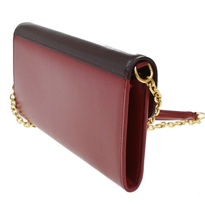 Céline C Wallet on Chain Pelle Bicolor Bordeaux/Rosso – 18,5 cm - Etoilux