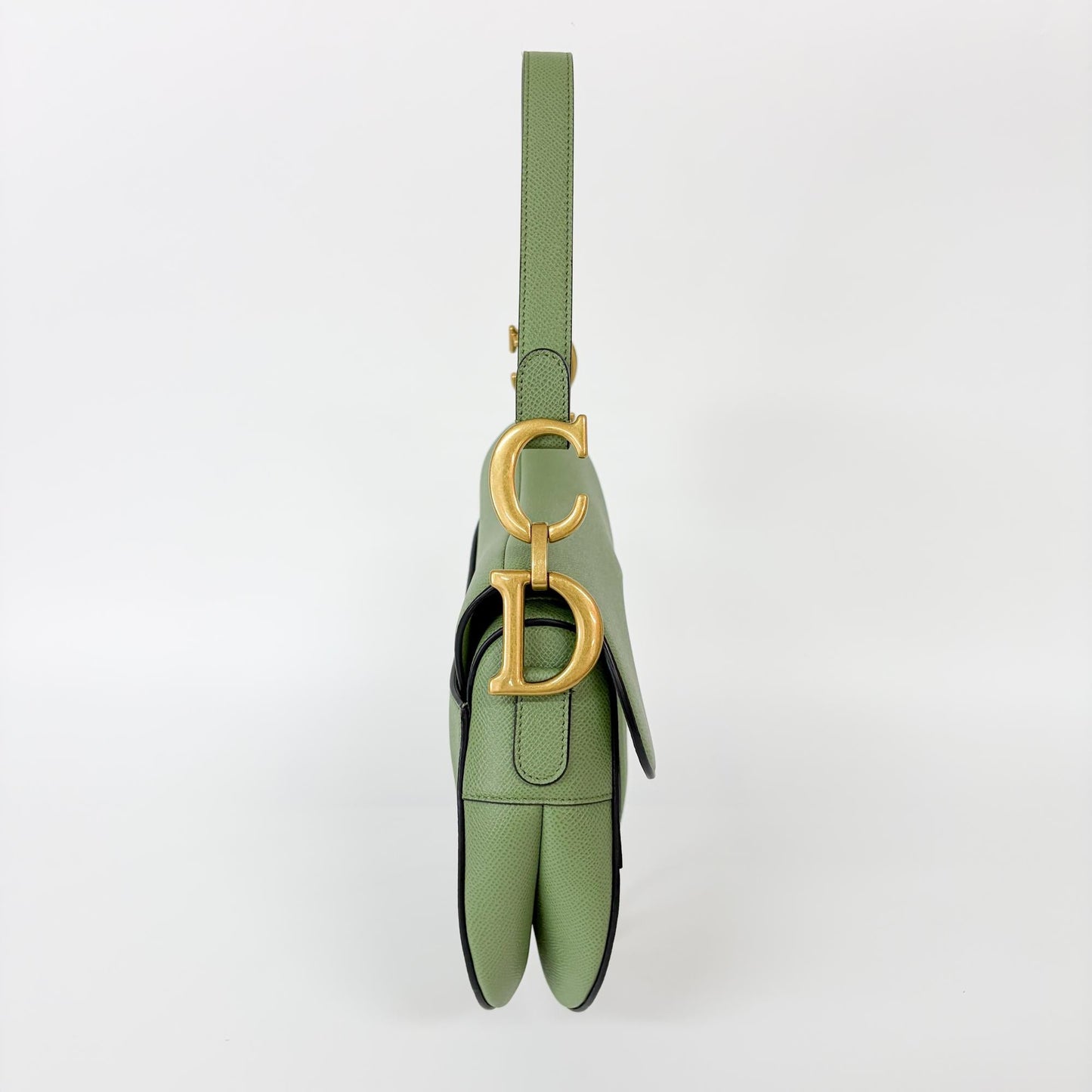 Dior Saddle Bag Media Pelle Grana Sage Green Hardware Dorato – 25 cm - Etoilux