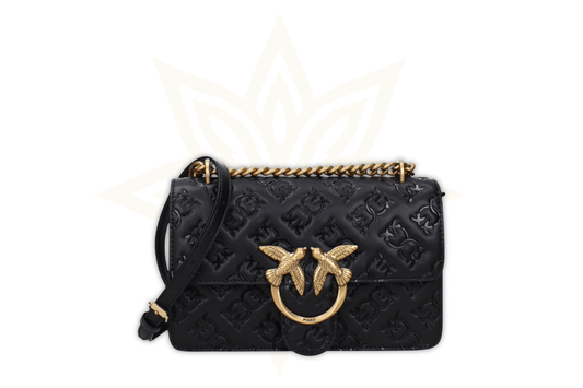Pinko Love Classic Icon Simply 22 in pelle nera goffrata - Etoilux