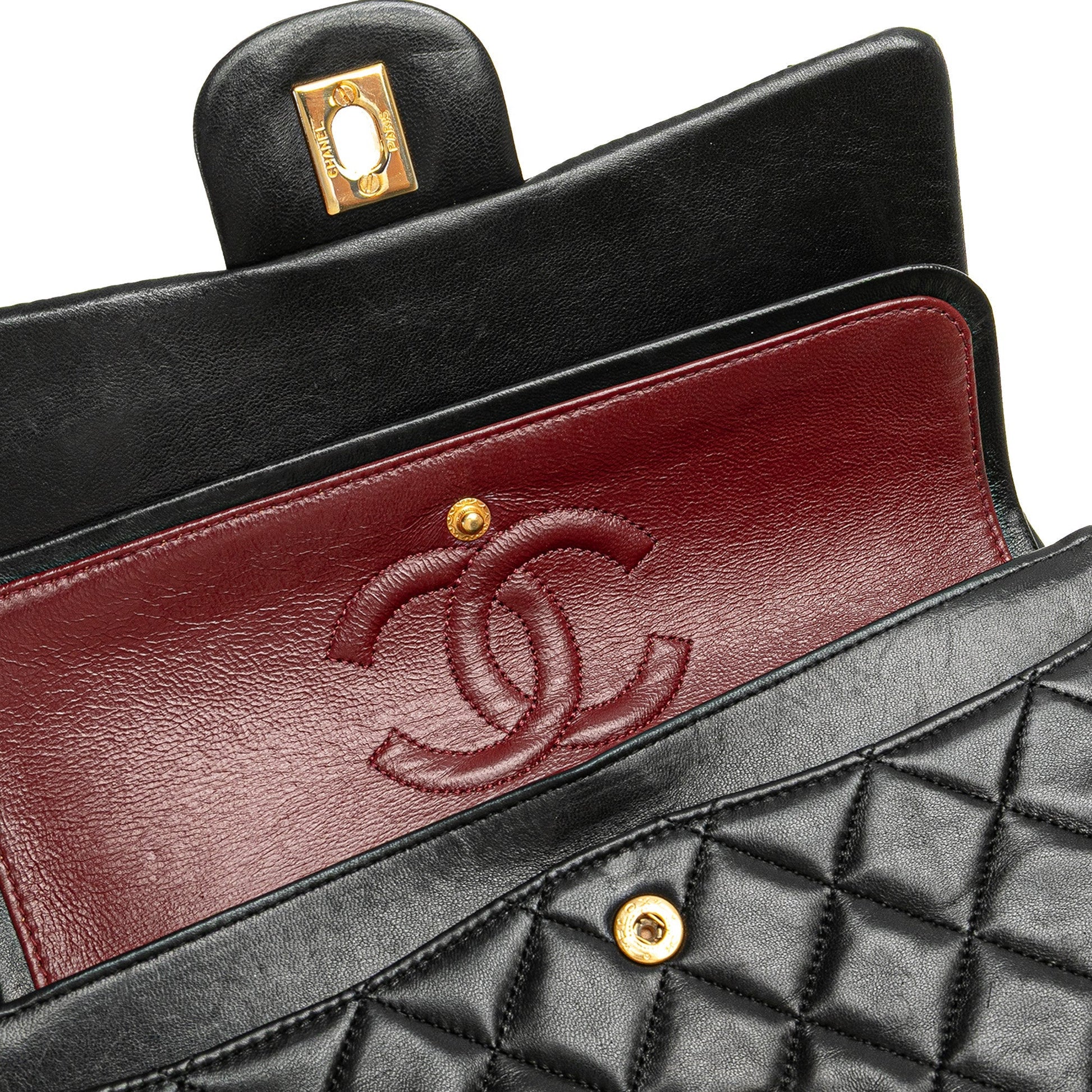 Chanel – Classic Flap Small Double Flap in Pelle di Agnello Nera - Etoilux