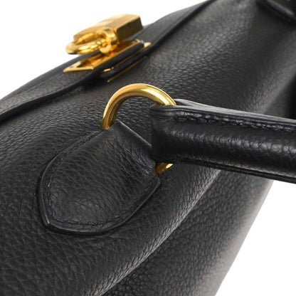 Hermès Kelly 42 Élan Shoulder Togo Noir Hardware Dorato — Formato Orizzontale Raro - Etoilux