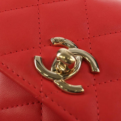 Chanel Trendy CC Small Flap Bag Pelle di Agnello Rossa Hardware Dorato - Etoilux