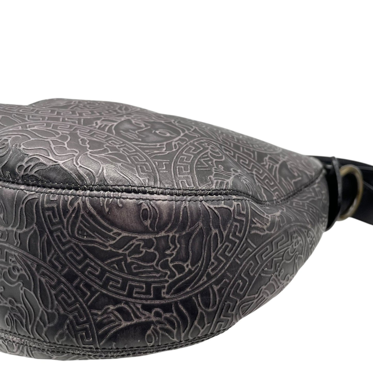 Versace Medusa – Hobo bag in pelle nera incisa - Etoilux