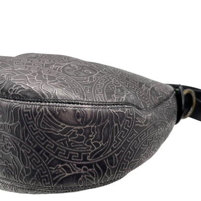 Versace Medusa – Hobo bag in pelle nera incisa - Etoilux