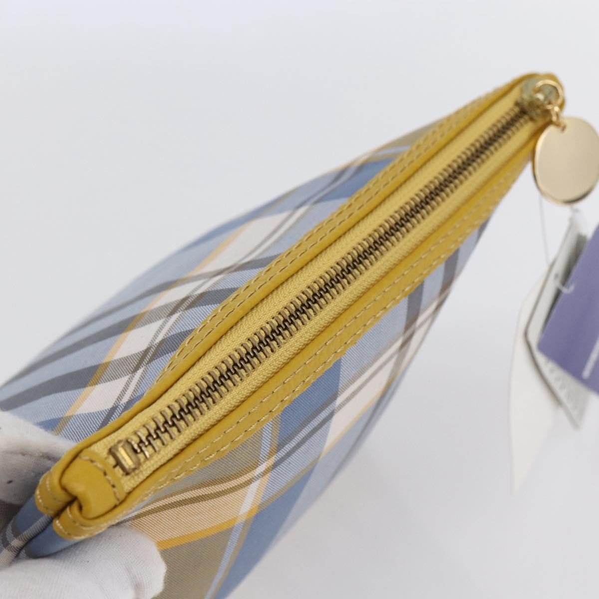 Burberry Nova Check Pochette in Tela Canvas Azzurra e Giallo Senape — Small - Etoilux