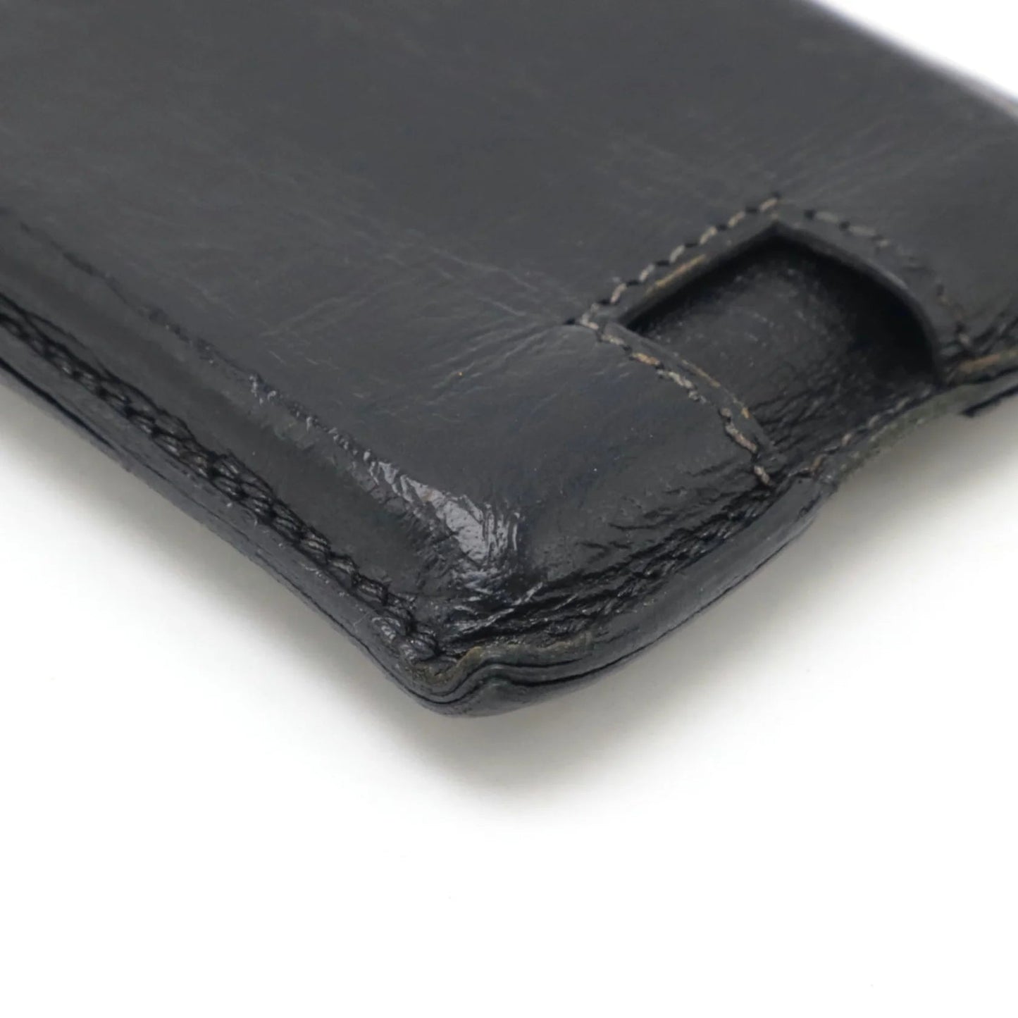 Hermes Porta carte di credito HERMES Rodring Porta carte di credito in pelle nera con timbro □F - Etoilux