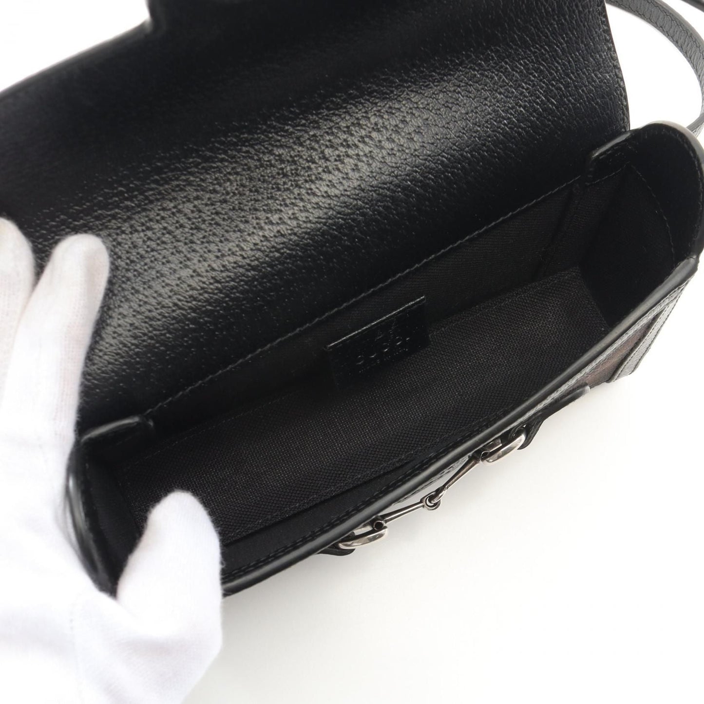 GUCCI Horsebit 1955 Jumbo GG Shoulder Bag in Canvas e Pelle Nera - Etoilux