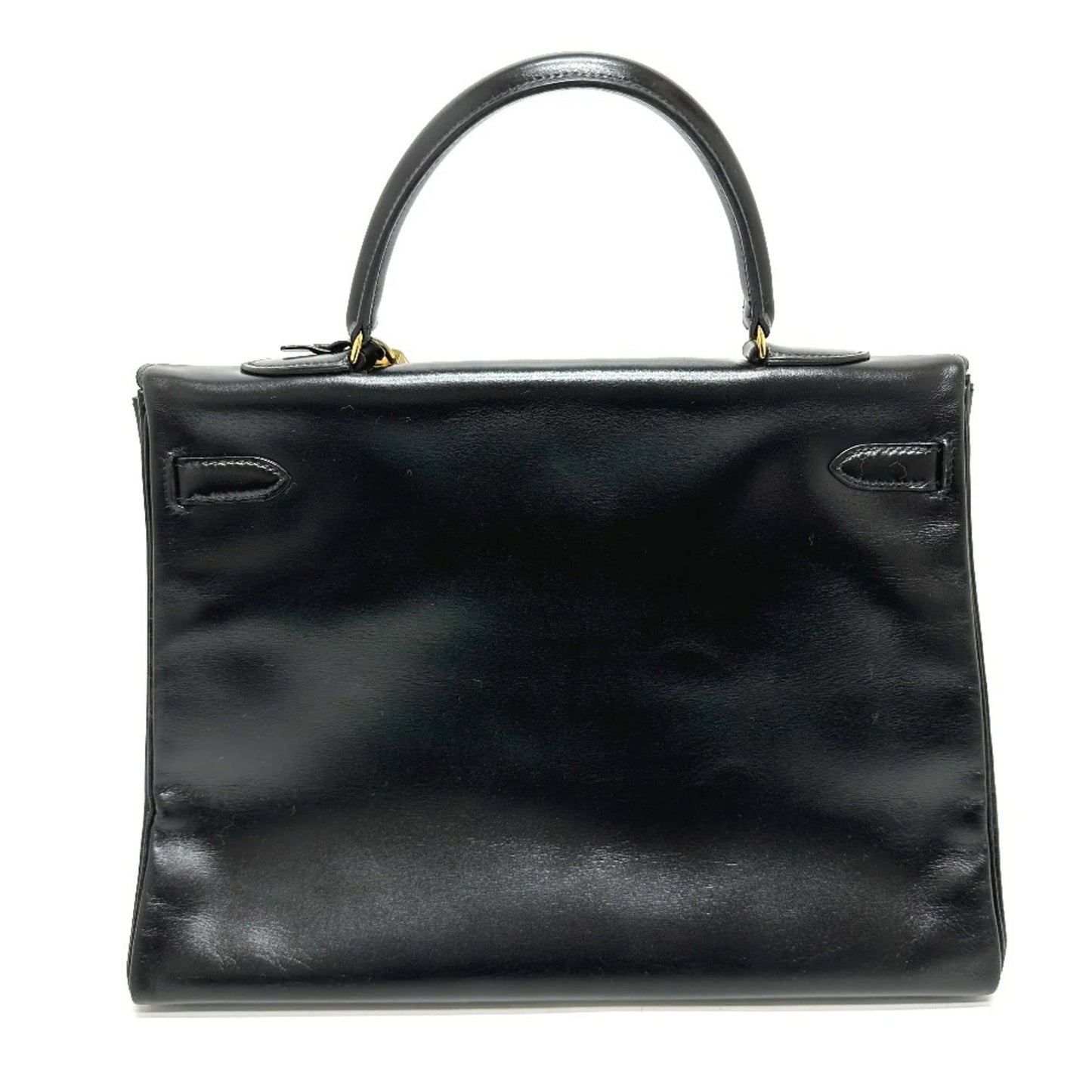 HERMES Kelly 35 con marchio S, borsa tote, borsa a mano con impunture, pelle di vitello box, da donna, nera - Etoilux